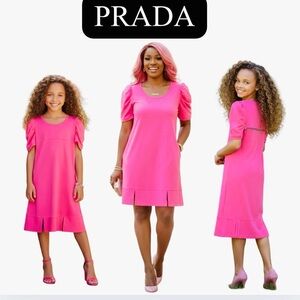 PRADA Pink Dress w/Charm Flower Zipper Accents, EUC